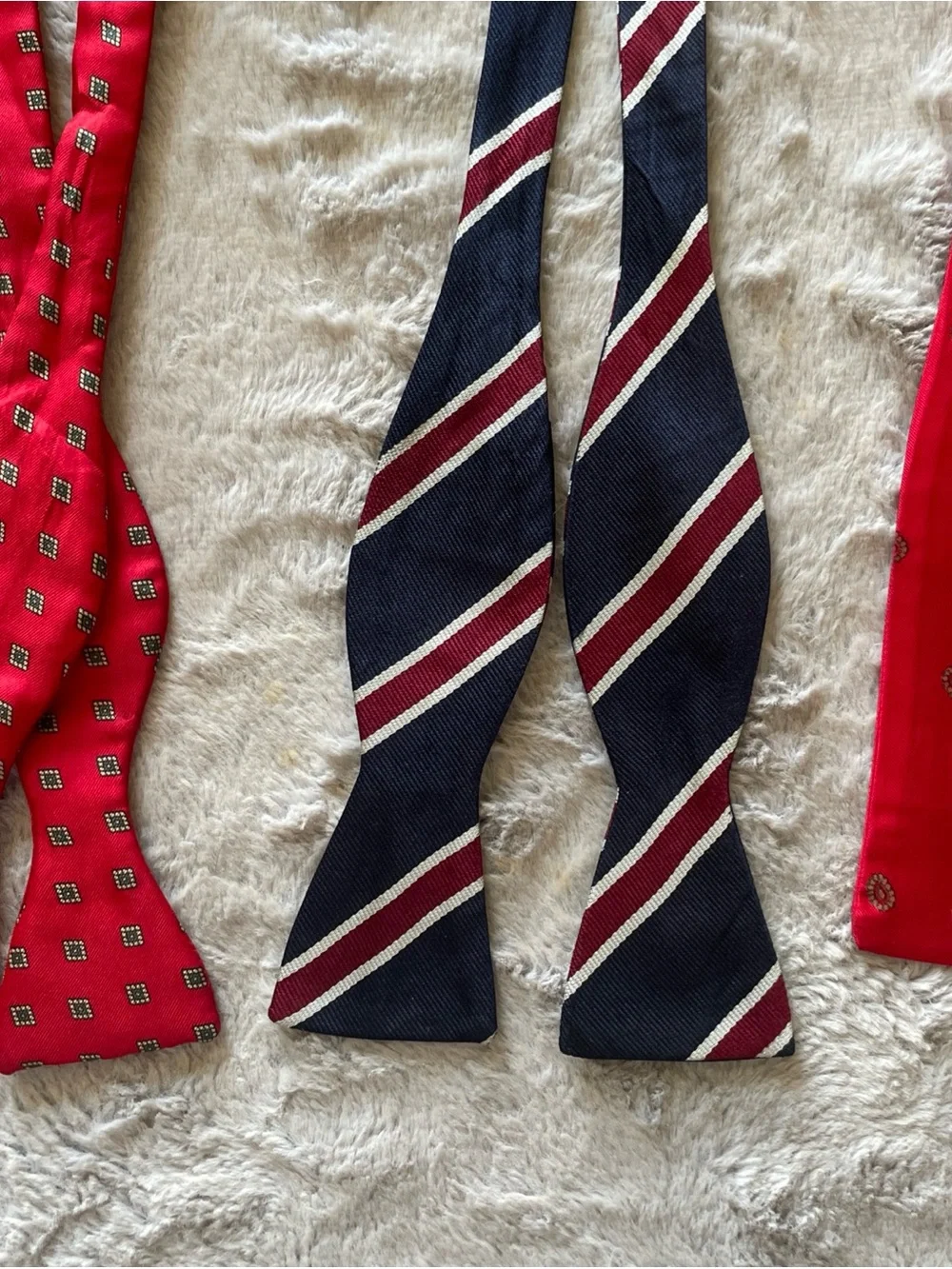 Assorted men’s vintage silk Bow Ties and Neckties - Red, Navy, Green, Pink